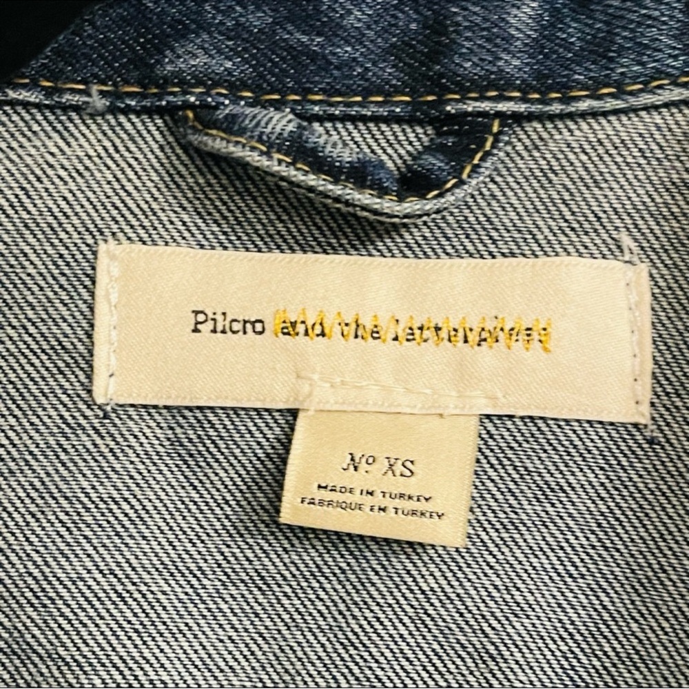 Pilcro & The Letterpress Anthropologie Pearl Denim Embellished Jean Jacket XS - Picture 9 of 9